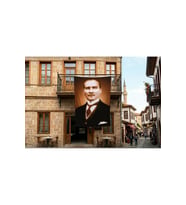 Sivil Takım Elbiseli Mustafa Kemal Atatürk Poster Bayrak Premium Raşel Kumaş 300x450cm ATA22