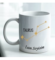 Kişiye Özel İsim ve Fotoğraf Baskılı Boğa Burçlu Kupa Bardak No:003