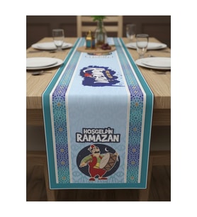 Ramazan Ayı Motifli Dijital Baskılı Runner Masa Örtüsü 40x140 cm