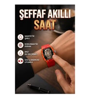 Şeffaf Kasalı Akıllı Saat – Manyetik Şarj, Dokunmatik Ekran, IP67, iOS ve Android Uyumlu