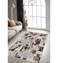 Kahverengi Vintage Kaymaz Tabanlı Dekoratif Halı SU01 - 100 x 160 cm