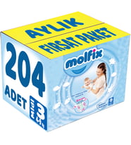 Molfix Bebek Bezi 3 Beden 4-9 KG Midi 204 Adet Aylık Fırsat Pk