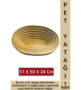 Evcil Hayvan Konforlu Kolay Temizlenir Çok Şık Oval Doğal Ahşap Kedi Köpek Yatağı 37 X 50 X 24 Cm