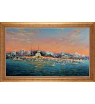 Çerçeveli Paspartulu Manzara Tablo ah1902 (Gold)