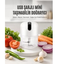 Rondo Doğrayıcı 250 ML Taşınabilir USB Şarjlı Pratik El Rondo Blender Yeni Nesil