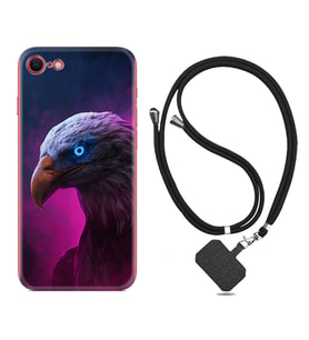 Apple iPhone 5 6 7 8 Plus Se XR Kılıf Boyun Askılı Silikon Kartal 1622