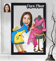 Kişiye Özel 3D  Ahşap Tablo Terzi Kadın 30x40 -2