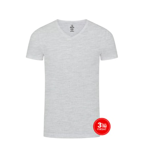 Erkek Modal V Yaka Tshirt 3'lü Paket - Melanj (Gri)