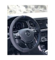 Volkswagen Golf 7 Araca Özel Mavi Yüzüklü Alcantara Noktalı Deri Orijinal Direksiyon Kaplama
