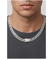 14 K White Gold Kaplama 925 Ayar Gümüş Miami Cuban Choker Kolye