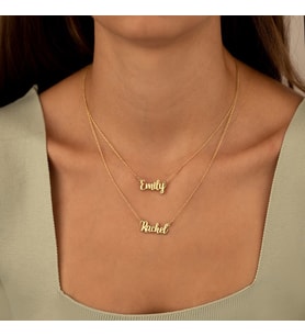 İki İsimli Gümüş Kolye - Renk:Gold (Gold)