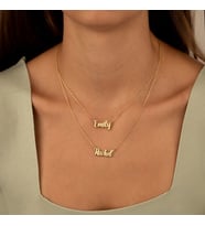 İki İsimli Gümüş Kolye - Renk:Gold (Gold)