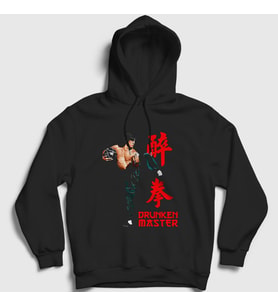 Presmono Unisex Siyah Drunken Master V2 Jackie Chan Kapüşonlu Sweatshirt 331997tt