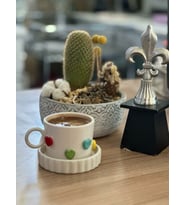 Rengarenk Kabartma Kalpli Mug Kupa Fincan (Karışık)