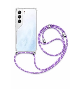 Tecno Camon 40 Boyun Askılı Şeffaf Tank Kılıf Lila