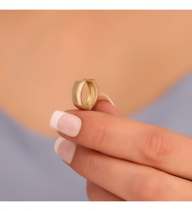 925 Ayar Gümüş Minimal Halka Hoop Küpe - E00264 (Gold)