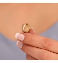 925 Ayar Gümüş Minimal Halka Hoop Küpe - E00264 (Gold)