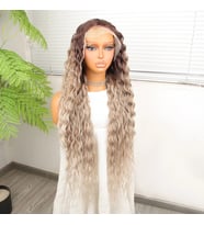 Kumral Beyaz Platin Ombre ve Röfleli Fiber Sen Tül Peruk