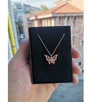 925 Ayar Gümüş Zirkon Taşlı Kelebek Kolye