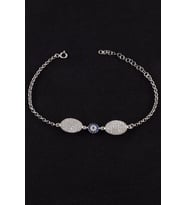 Oval Zirkon Detaylı Halat Zincir Kadın 925 Ayar Gümüş Bileklik