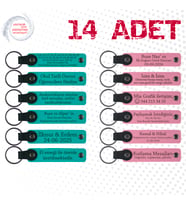 Koyu Turkuaz & Pembe, 14’lü Set, İsimli Deri Anahtarlık, Kurumsal Seminerlere Katılanlara Hediye