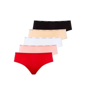 U.S. Polo Assn. Kadın 5'li Yüksek Bel Slip (Kırmızı-Somon-Ten-Beyaz-Siyah) (Çok Renkli)