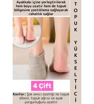Ayakkabı İçinde Belli Olmaz Rahat Konforlu Boy Uzatıcı Esnek Silikon Ayak Topuk Yükseltici 4 Çift