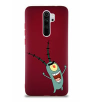 Xiaomi Redmi Note 8 Pro Soft Premier Kapak Plankton Tasarımlı Silikon Kılıf - Mürdüm (Şeffaf)