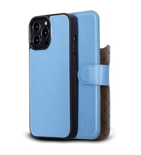 Bouletta Apple iPhone 13 Pro Max Uyumlu Deri Cüzdanlı Kılıf NU5 Bebe Mavisi