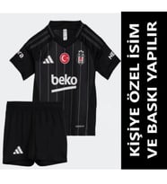 Beşiktaş Forma Siyah Deplasman 2024/2025 Yeni Sezon KİŞİYE ÖZEL İSİMLİ VE NUMARA BASKILI Çocuk Futbol Forması