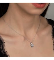 Swarovski Taşlı Gümüş Kalp Tektaş Bayan Kolye