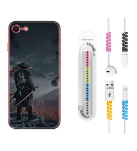 Apple iPhone 5 6 7 8 Plus Se XR Kılıf Kablo Koruma Spiral Silikon Warrior 1653