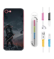 Apple iPhone 5 6 7 8 Plus Se XR Kılıf Kablo Koruma Spiral Silikon Warrior 1653