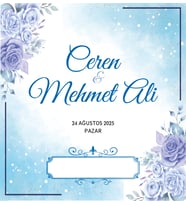 Nikah Nişan Düğün Davetiyesi Kare İkiz İp Bağlamalı 5022