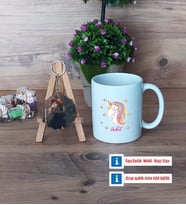 Unicorn Kupa Bardak Beyaz ve Fotoğraflı Ahşap Anahtarlık Hediye (Model 1)