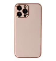 Durukar® iPhone 13 Pro Max Kılıf Coco Deri Silikon Kapak - Pudra