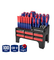 WORKPRO WP200560 100 Parça Duvar Askı Aparatlı Profesyonel CR-V Manyetik Tornavida ve Bits Uç Seti