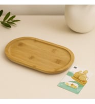 Northcity Ahşap Bambu Oval Mini Servis Tepsisi 25 x 14 x 1.4 cm
