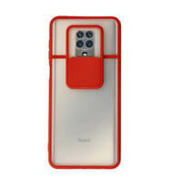 Xiaomi Redmi Note 9 Pro Kılıf Palm Buzlu Kamera Sürgülü Silikon - Kırmızı