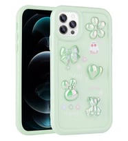 iPhone 12 Pro Max Uyumlu Kılıf Kabartma Figürlü Parlak Toys Silikon Kapak (Açık Yeşil)