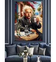 albert einstein Tatilde Dekoratif Kanvas - Mdf Ahşap Tablo
