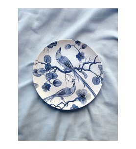 Blue Blanc Kuş Desenli Duvar Tabağı Dekoratif Bahçe Balkon Mutfak Salon Duvar Süsü No:200