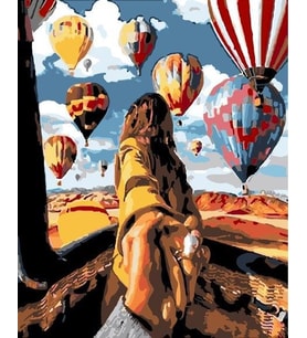Aşktan Uçarken Sayılarla Boyama Seti 40x 50 cm ( Tuval Şasesine Gerili)