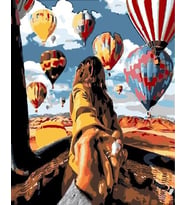 Aşktan Uçarken Sayılarla Boyama Seti 40x 50 cm ( Tuval Şasesine Gerili)