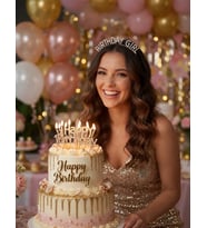 Taç Metal Taşlı Birthday Girl Altın Gold Renkli Parti Saç Aksesuarı Doğum Günü Tacı