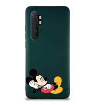 Xiaomi Mi Note 10 Lite Soft Premier Kapak Mickey Mouse-F Tasarımlı Silikon Kılıf - Yeşil (Şeffaf)