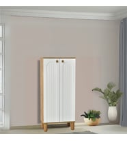 Lidya 2 Kapaklı Ayakkabılık – Atlantik Çam / Beyaz 60x34x135 Cm