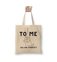 Funny Cat To Me You Are Purrfect Kedi Kittens Bez Çanta Uzun Saplı Alışveriş Çantası Plaj Çantası (Beyaz)
