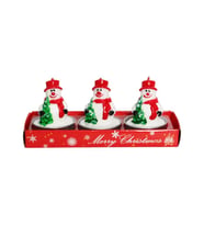 3 Adet 4cm Yılbaşı Tealight Mum Kardan Adam Çam Ağaçlı