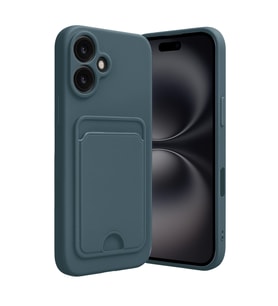 Iphone 16 Kılıf Kelvin Kartvizitli Silikon - Koyu Yeşil